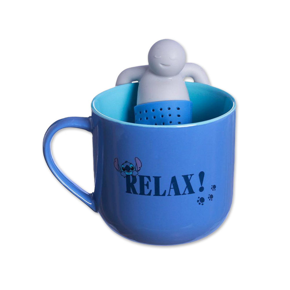 CANECA COM INFUSOR MODELO STITCH RELAX EM CERÂMICA 350ML REF: 10024444