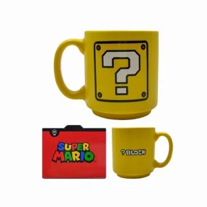 Caneca Mini Tina Lucky Block Super Mario em Cerâmica 100ml em