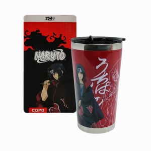 COPO DE VIAGEM MODELO ITACHI UCHIHA EM INOX 350ML REF: 10024615 COPO DE VIAGEM MODELO ITACHI UCHIHA EM INOX 350ML REF: 10024615