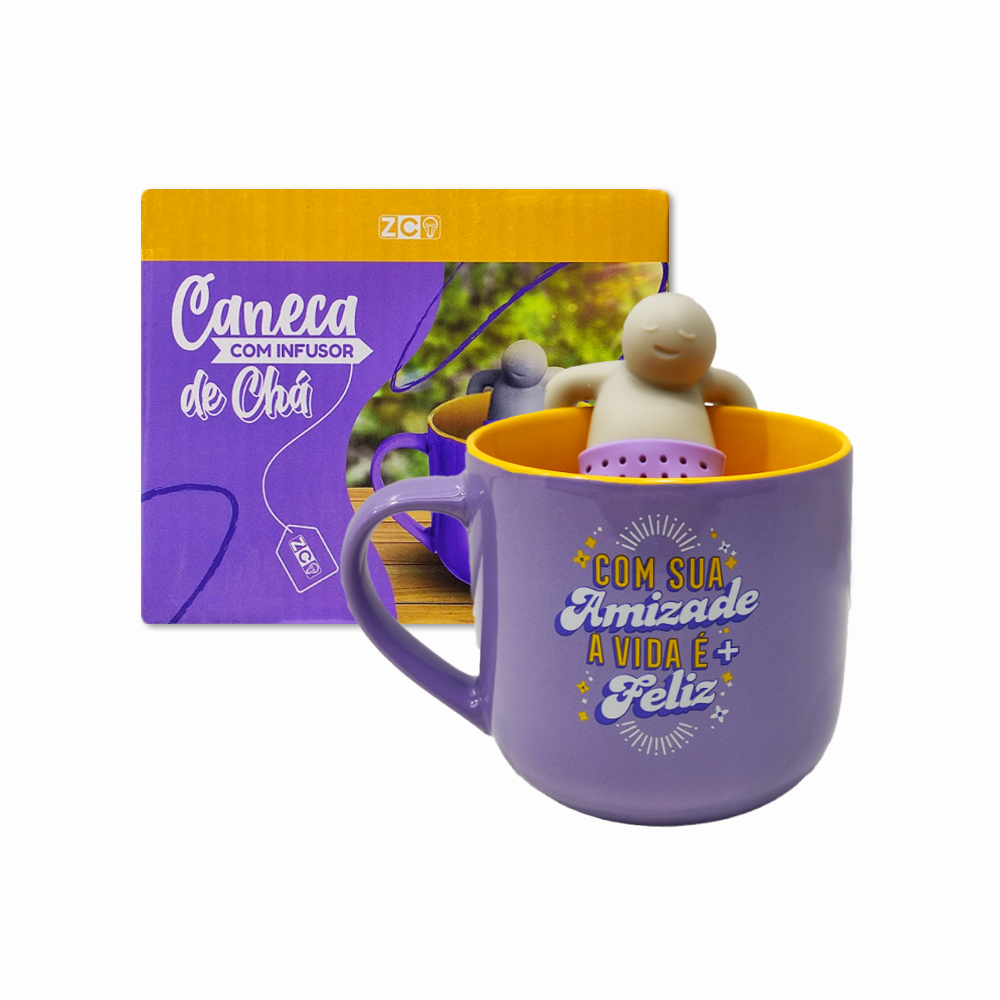 CANECA COM INFUSOR MODELO SUA AMIZADE EM CERÂMICA 350ML REF:10024963