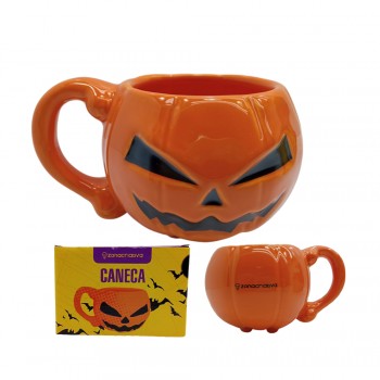 CANECA 3D MODELO HALLOWEN PUMPKIN EM POCELANA 500ML REF: 10024987