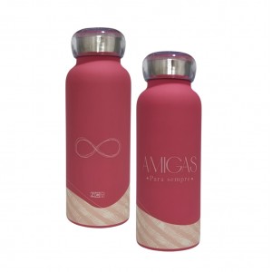 GARRAFA BUBBLE MODELO AMIGAS PARA SEMPRE 500ML EM INOX  REF: 10072359  GARRAFA BUBBLE MODELO AMIGAS PARA SEMPRE 500ML EM INOX  REF: 10072359