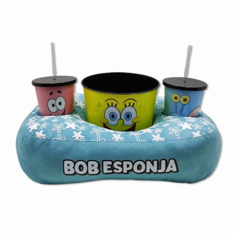 KIT ALMOFADA E BALDE DE PIPOCA BOB ESPONJA EM POLIÉSTER REF: 10064976