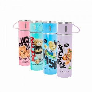 KIT GARRAFA ISOTÉRMICA MODELO URSINHOS COM 3 CANECAS EM INOX 500ML  REF: GDR1015 KIT GARRAFA ISOTÉRMICA MODELO URSINHOS COM 3 CANECAS EM INOX 500ML  REF: GDR1015