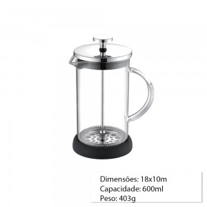CAFETEIRA PRENSA FRANCESA DE VIDRO 600ML REF: HF010-600 CAFETEIRA PRENSA FRANCESA DE VIDRO 600ML REF: HF010-600