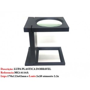 LUPA DOBRÁVEL 5X50 EM PLÁSTICO E LENTE EM ACRÍLICO. LUPA DOBRÁVEL 5X50 EM PLÁSTICO E LENTE EM ACRÍLICO.