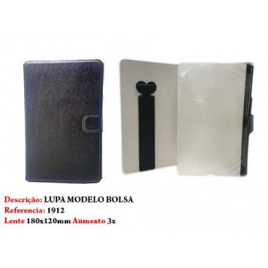 LUPA 3X EM COURO SINTÉTICO E LENTE DE ACRÍLICO.