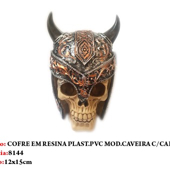 COFRE DE CAVEIRA C/ ELMO EM RESINA