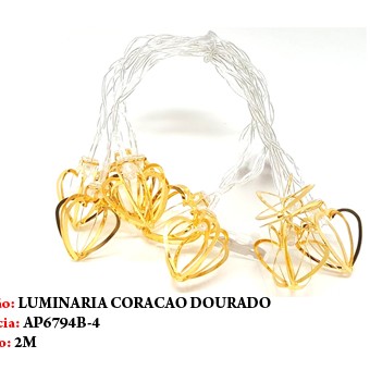 LUMINÁRIA DE CORAÇÃO EM FIO. TAM:2M