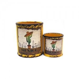 VASO EM CERÂMICA AMARELO C/2PÇS  VASO EM CERÂMICA AMARELO C/2PÇS