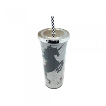 COPO C/ CANUDO MODELO UNICORNIO PRATA