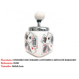 CINZEIRO EM CERÂMICA CARTAS REF: 0100