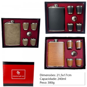 KIT FRASCO P/ BEBIDA 9 OZ EM METAL 260ML KIT FRASCO P/ BEBIDA 9 OZ EM METAL 260ML