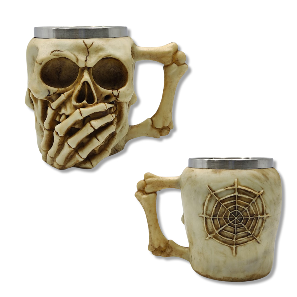 CANECA MEDIEVAL MODELO CAVEIRA EM RESINA 450ML REF: 950B