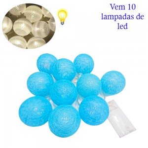 LUMINARIA DECORATIVA 10 BOLAS COM LED COR: AZUL LUMINARIA DECORATIVA 10 BOLAS COM LED COR: AZUL