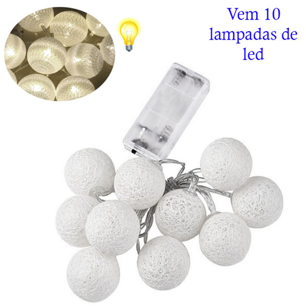 LUMINARIA DECORATIVA 10 BOLAS COM LED COR: BRANCO