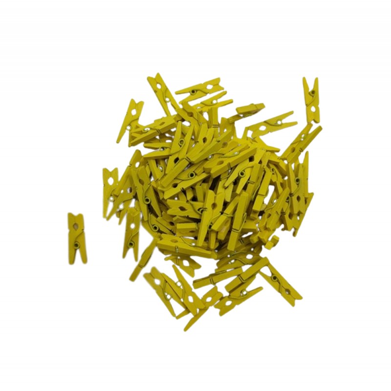 MINI PRENDEDOR COR AMARELO PACOTE COM 100 UNIDADES 25MM