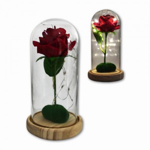 LUMINÁRIA CÚPULA DE VIDRO COM ROSA P  REF: AP7219-S