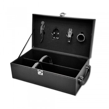 KIT ACESSÓRIOS PARA VINHO COM MALETA " 2 GARRAFAS " REF: SXP539-1A