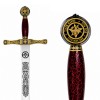 ESPADA DECORATIVA DE METAL COM LÂMINA SEM CORTE E SUPORTE DE MADEIRA REF: PFL13924