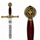 ESPADA DECORATIVA DE METAL COM LÂMINA SEM CORTE E SUPORTE DE MADEIRA REF: PFL13924