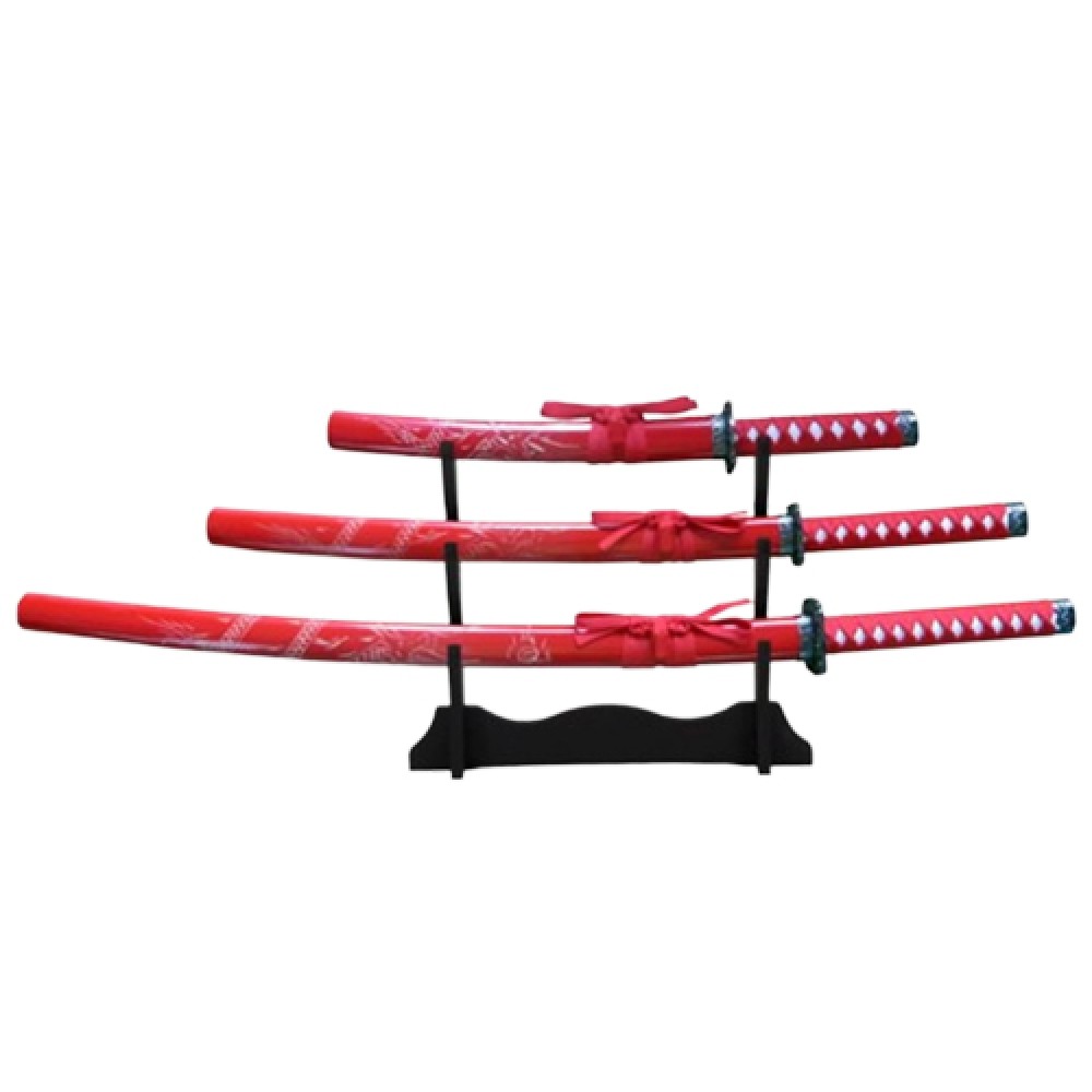 CONJ. 3 ESPADAS KATANA VERMELHAS   REF: PFL15941RD3