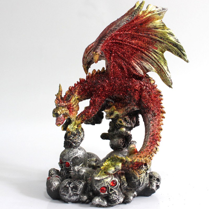 DRAGÃO COM CAVEIRA DECORATIVA EM RESINA REF: PW90423-7