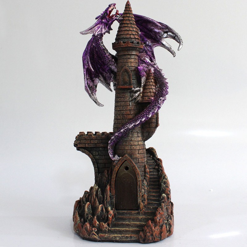 DRAGÃO COM CASTELO DECORATIVO EM RESINA REF: PW190087-11