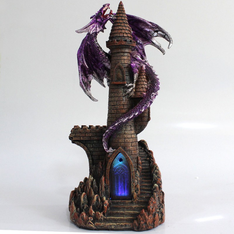 DRAGÃO COM CASTELO DECORATIVO EM RESINA REF: PW190087-11