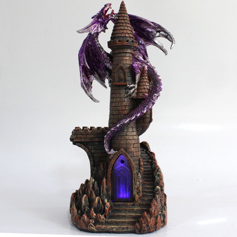 DRAGÃO COM CASTELO DECORATIVO EM RESINA REF: PW190087-11