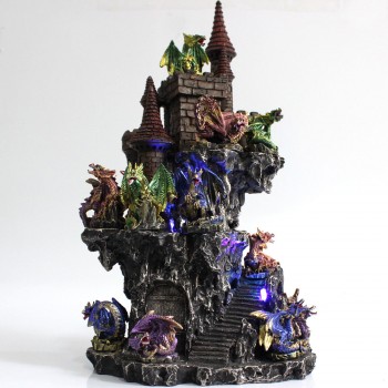 DRAGÃO COM CASTELO DECORATIVO EM RESINA REF: PW170027