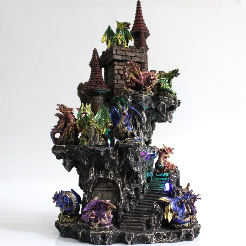 DRAGÃO COM CASTELO DECORATIVO EM RESINA REF: PW170027 DRAGÃO COM CASTELO DECORATIVO EM RESINA REF: PW170027