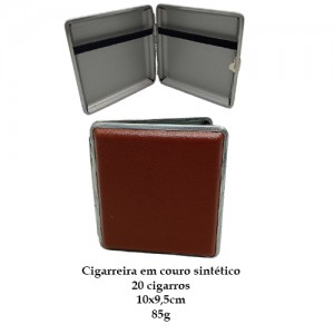 CIGARREIRA EM METAL E COURO SINTÉTICO PARA 20 CIGARROS REF: DKP81 CIGARREIRA EM METAL E COURO SINTÉTICO PARA 20 CIGARROS REF: DKP81
