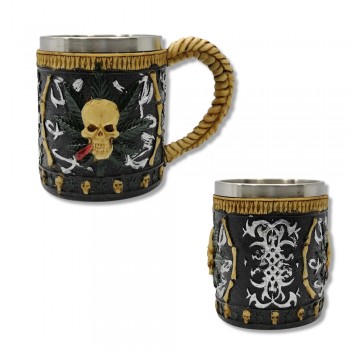 CANECA MEDIEVAL MODELO CAVEIRA EM RESINA 450ML REF: 689B