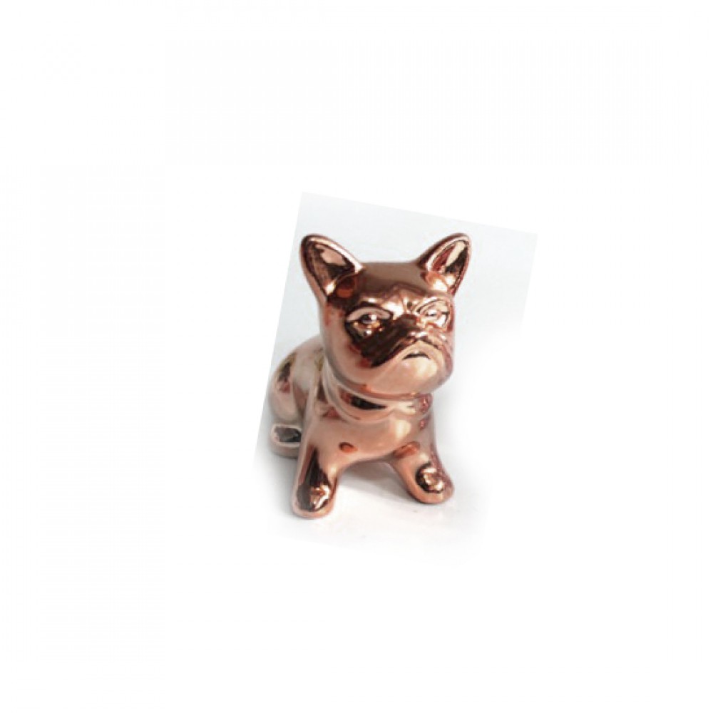 ENFEITE EM CERAMICA MODELO CACHORRO ROSE