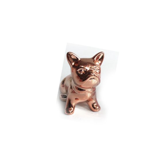 ENFEITE EM CERAMICA MODELO CACHORRO ROSE