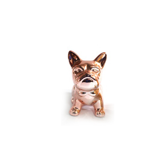 ENFEITE EM CERAMICA MODELO CACHORRO ROSE