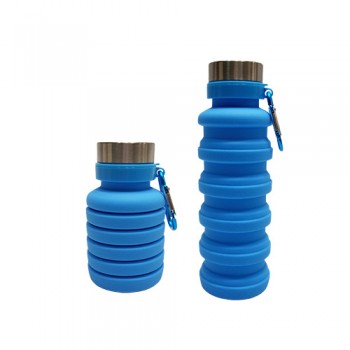 GARRAFA RETRATIL EM SILICONE AZUL