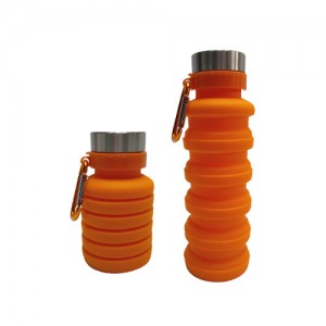 GARRAFA RETRATIL EM SILICONE LARANJA