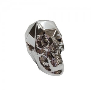 ENFEITE DECORATIVO EM CERAMICA MODELO CRANIO PRATA ENFEITE DECORATIVO EM CERAMICA MODELO CRANIO PRATA