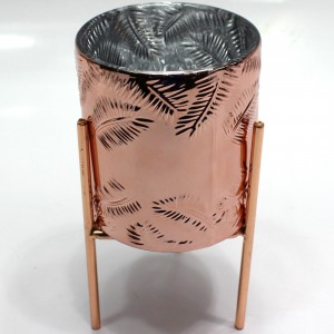 VASO DECORATIVO EM VIDRO C/SUPORTE METAL