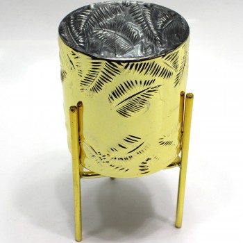 VASO DECORATIVO EM VIDRO COM SUPORTE METAL REF: AP78009-G