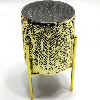 VASO DECORATIVO EM VIDRO C/SUPORTE METAL