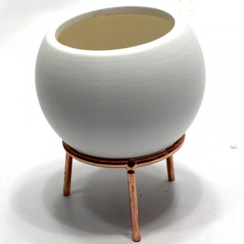 VASO DECORATIVO EM CERAMICA C/SUPORTE METAL