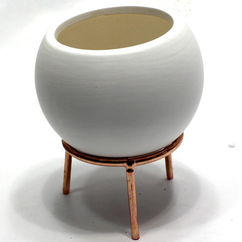 VASO DECORATIVO EM CERAMICA C/SUPORTE METAL