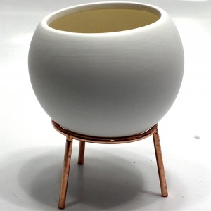 VASO DECORATIVO EM CERAMICA C/SUPORTE METAL