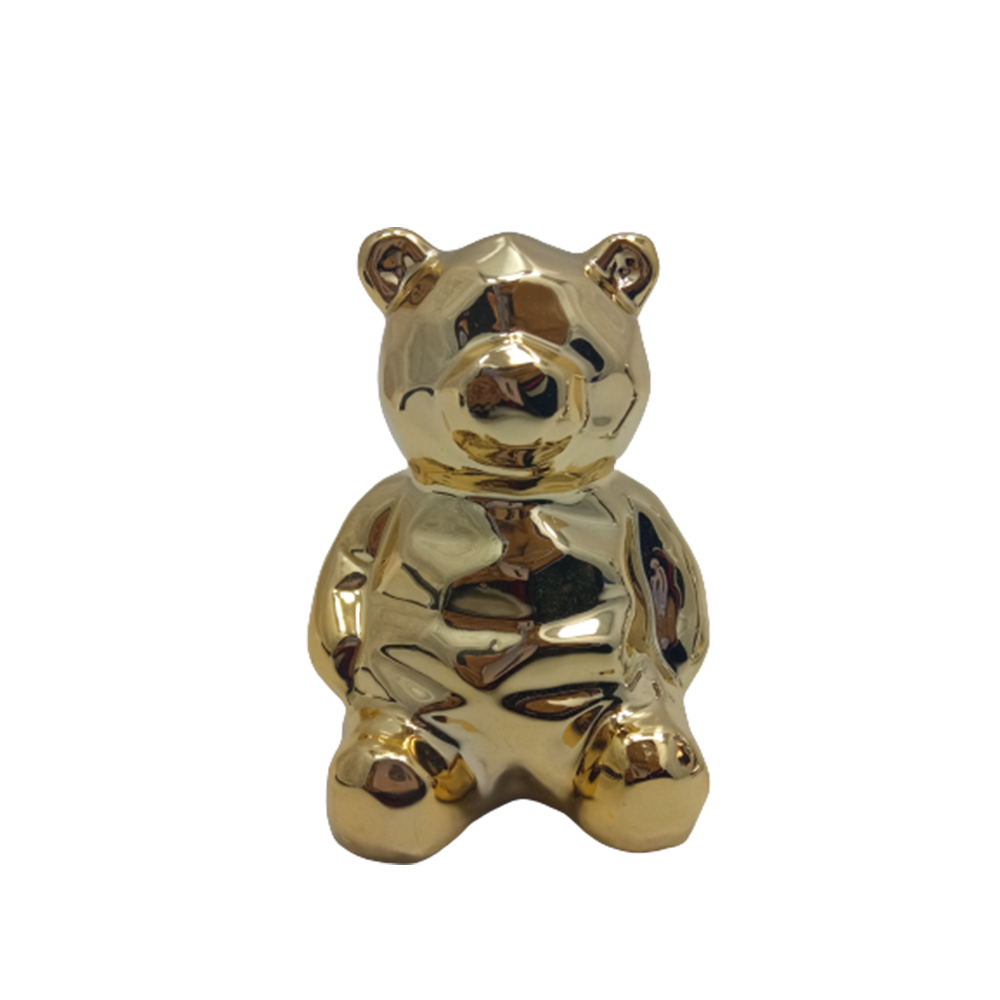 ENFEITE URSO DE CERAMICA DOURADO