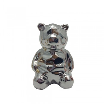 ENFEITE URSO DE CERAMICA PRATA ENFEITE URSO DE CERAMICA PRATA