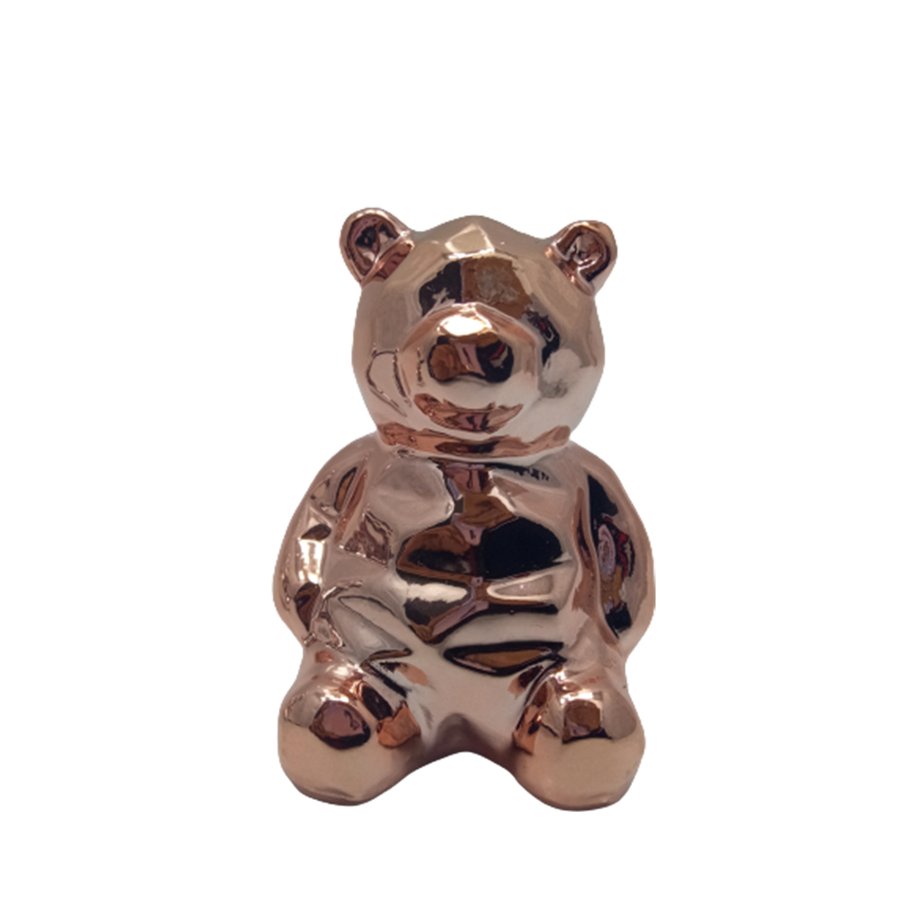 ENFEITE URSO DE CERAMICA ROSE