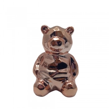 ENFEITE URSO DE CERAMICA ROSE